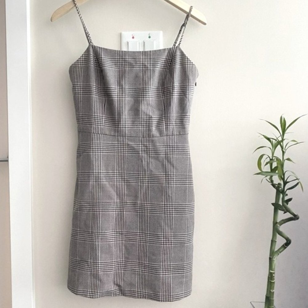 WILFRED Gray Black Plaid Isabelle Mini Dress